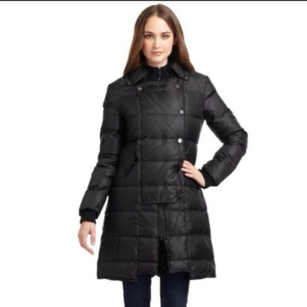 BCBGMaxAzria Black Long Quilted Puffer Coat